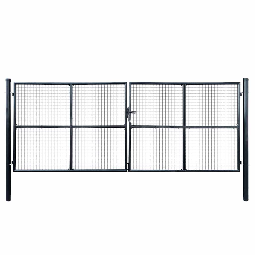Maschen-Gartentor verzinkter Stahl 400 x 150 cm Grau