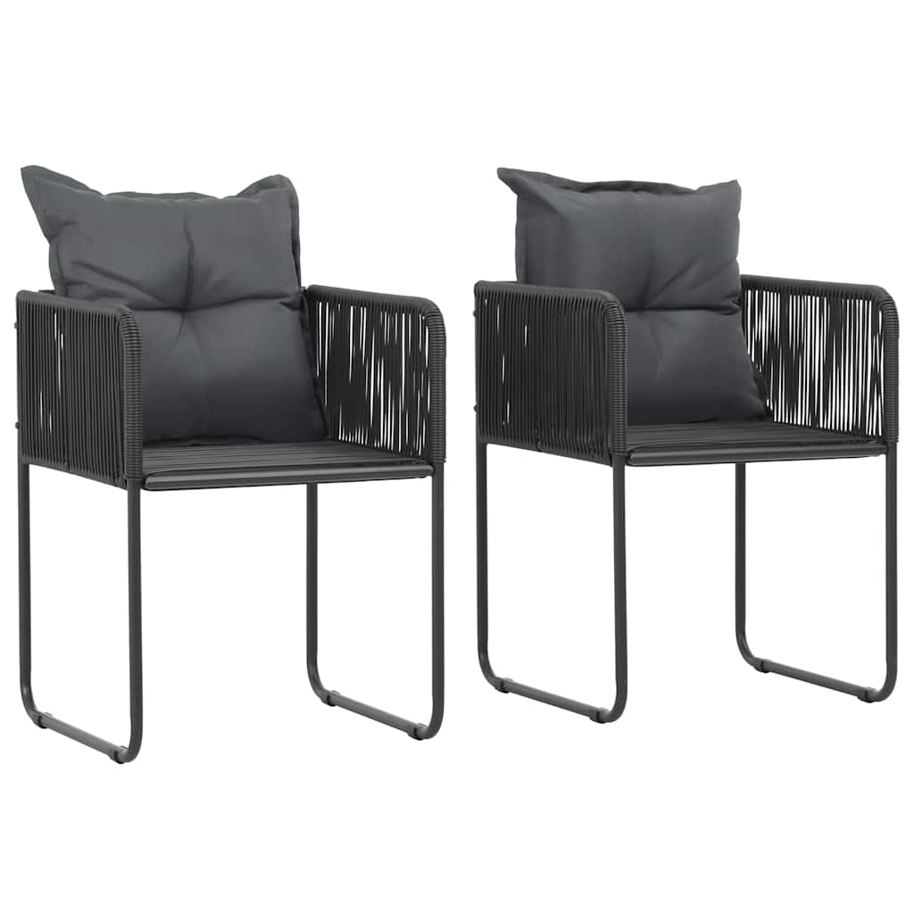 Gartenstühle 2 Stk. mit Polstern Poly Rattan Schwarz