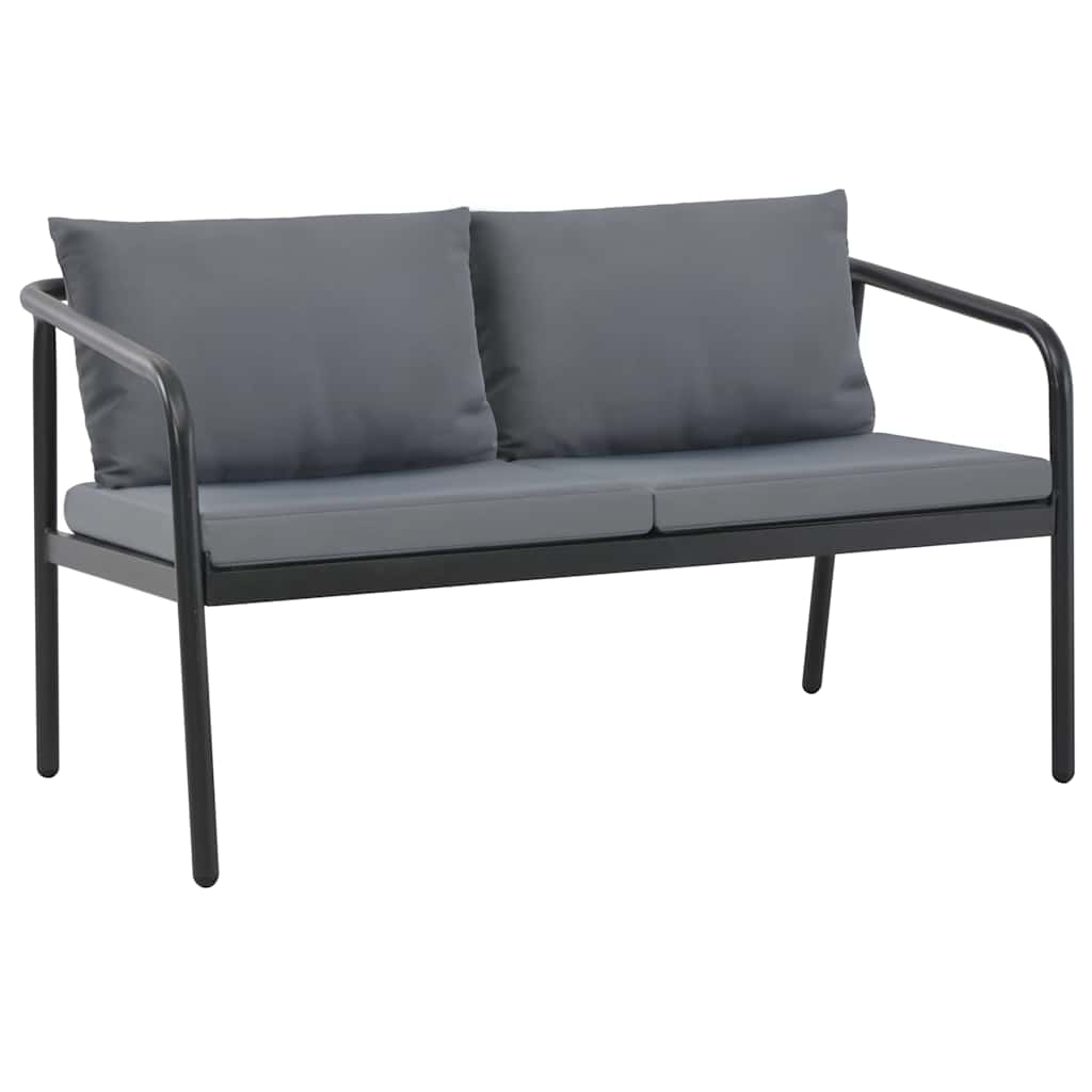 2-Sitzer-Gartenbank mit Auflagen Grau Aluminium