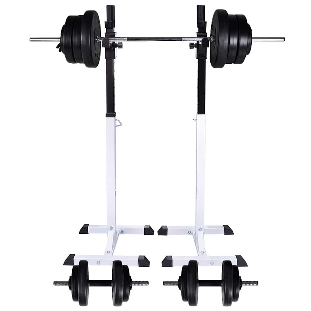 Kniebeugen-/Langhantelständer mit Hantel-Set 60,5 kg
