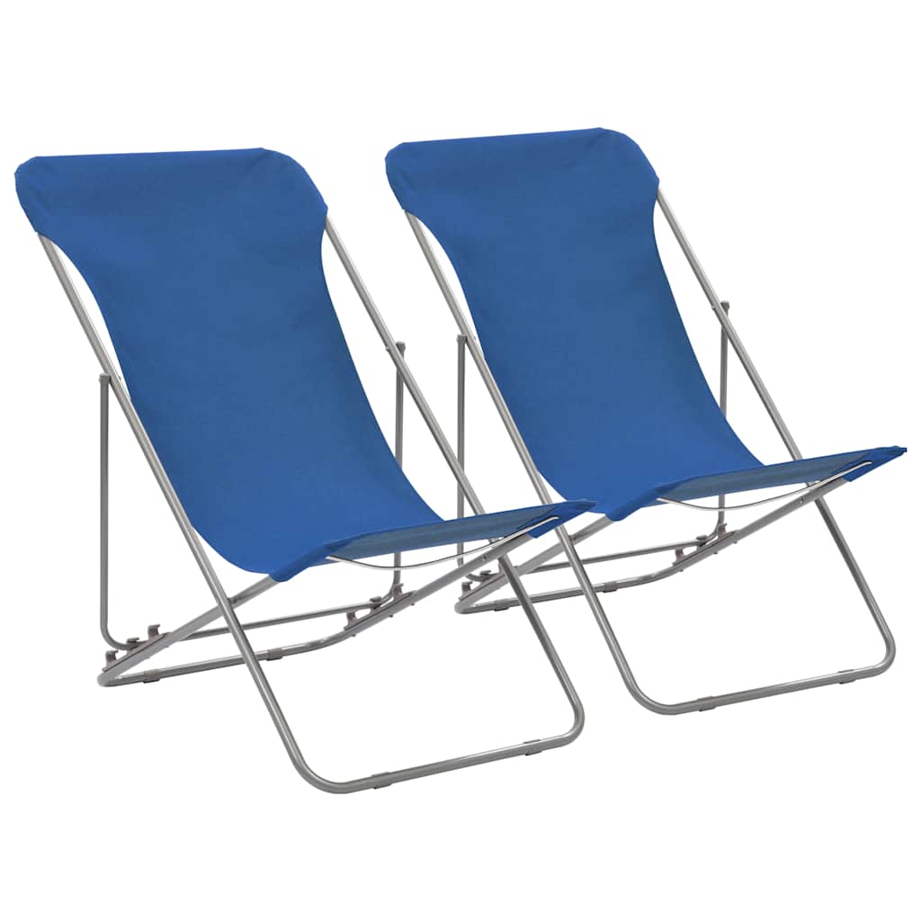 Klappstühle, 2 Stück, Stahl und Oxford-Gewebe, blau