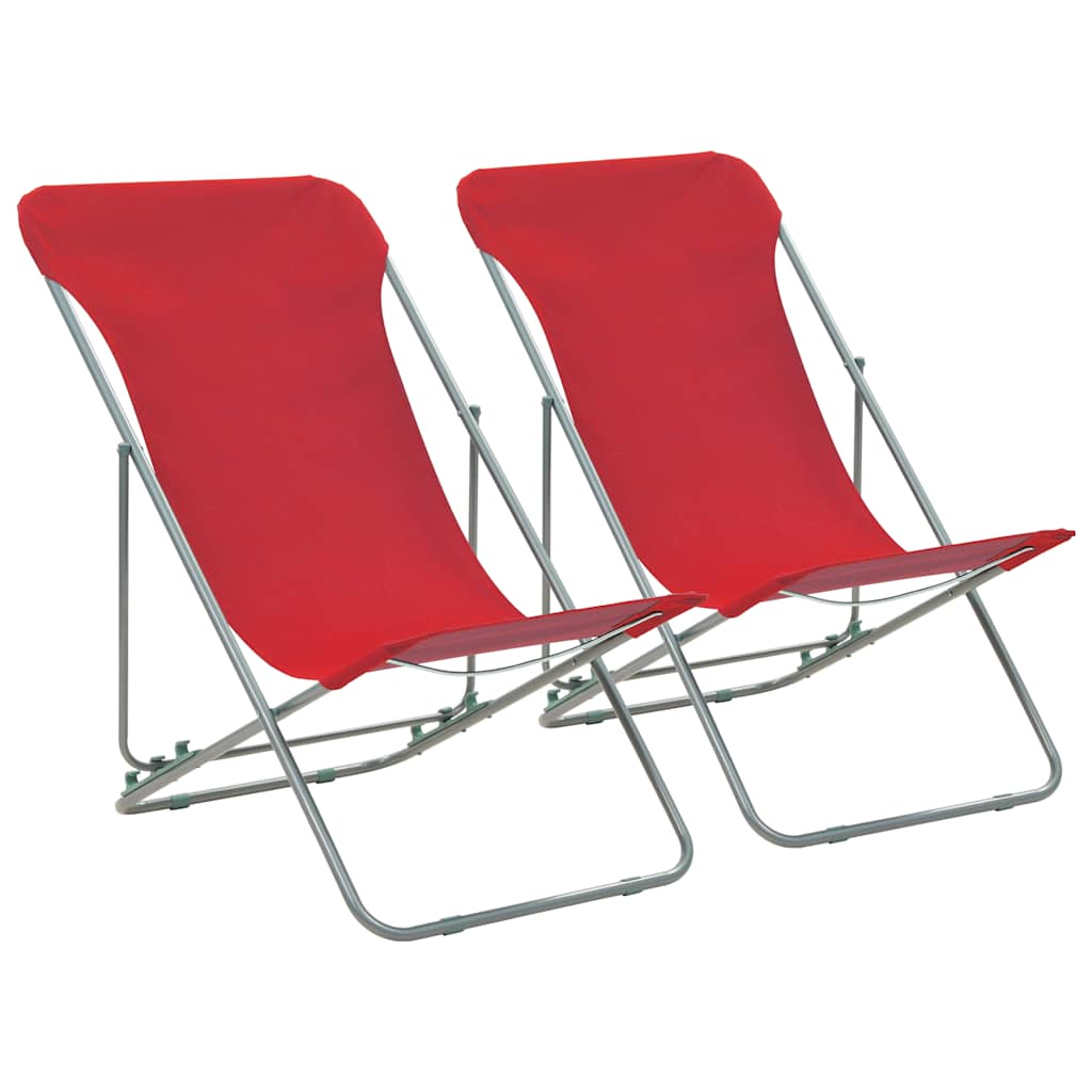 Klappstühle, 2 Stück, Stahl und Oxford-Gewebe, rot