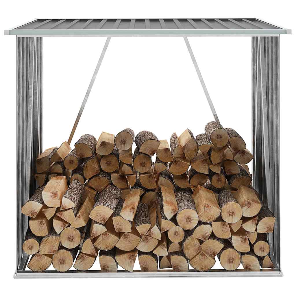 Brennholzlager Verzinkter Stahl 163 x 83 x 154 cm Grau