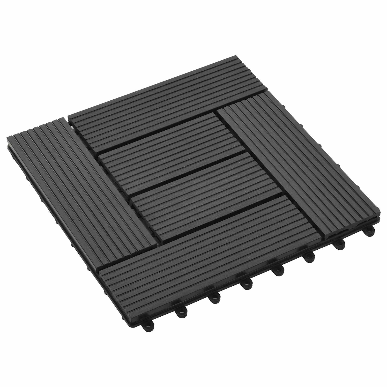 Terrassenfliese 11 stk. Schwarz 30 x 30 cm WPC