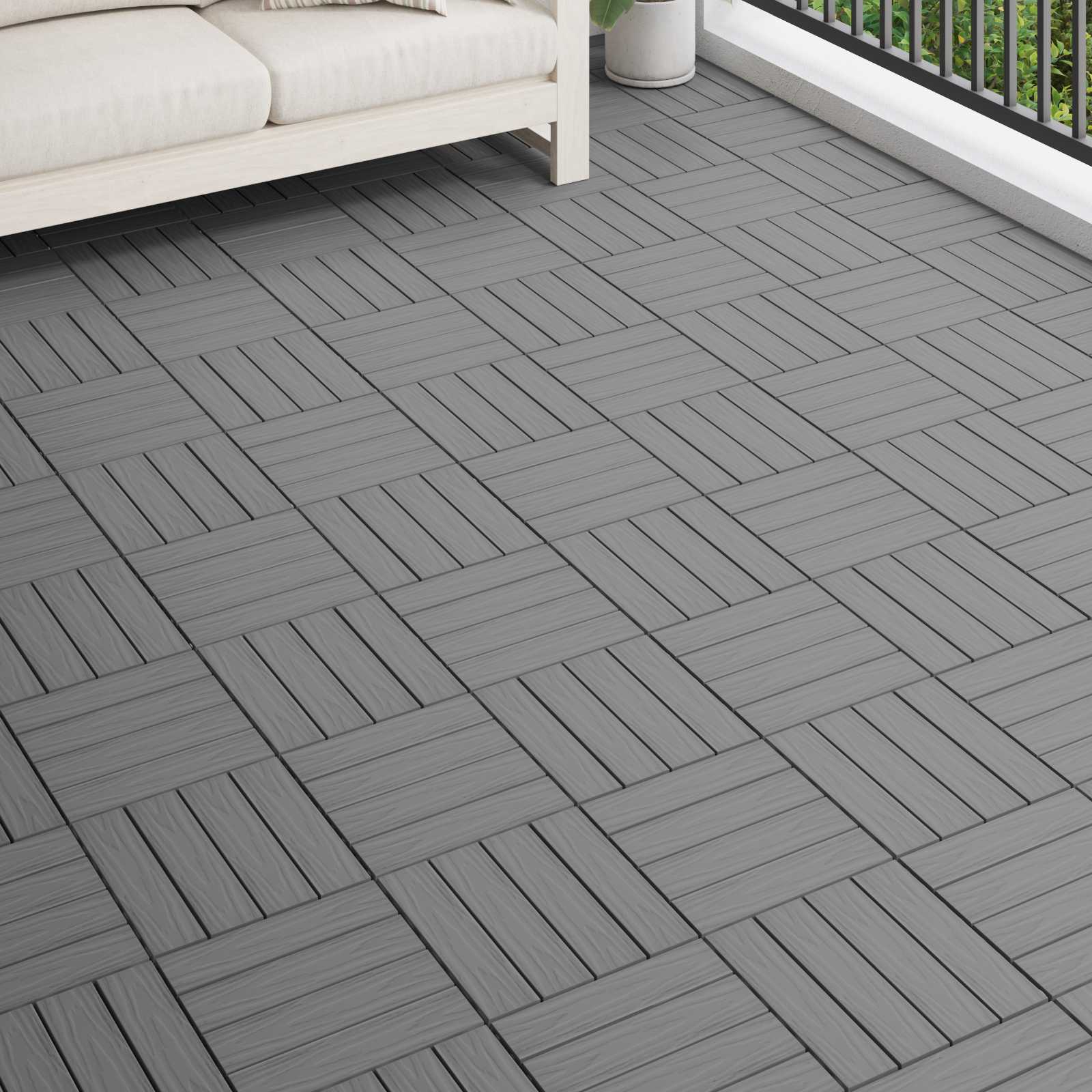 Terrassenfliese 3D-Design 11 Stk. Grau 30 x 30 cm WPC
