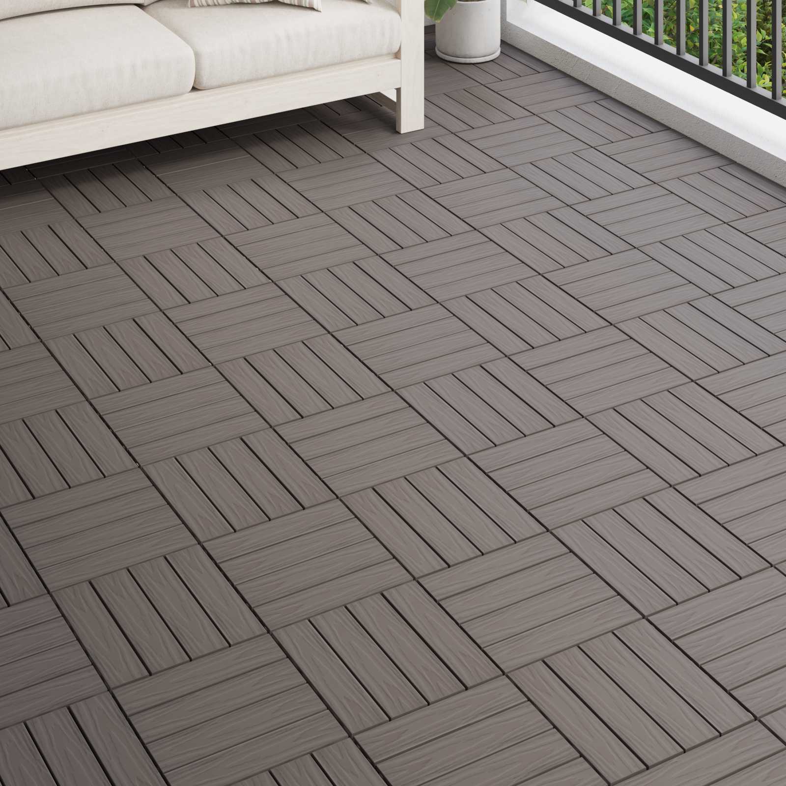 Terrassenfliese 3D-Design 11 Stk. Dunkelbraun 30 x 30 cm WPC