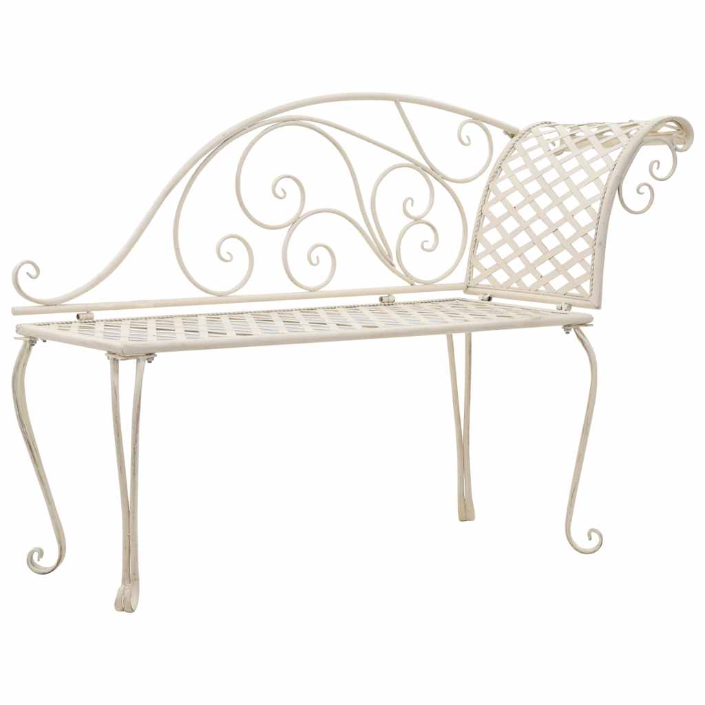 Garten-Chaiselongue 128 cm Metall Antik Weiß