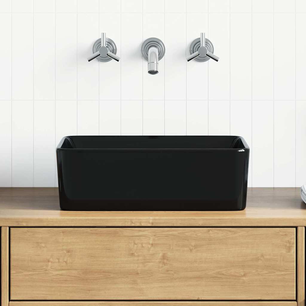 Waschbecken 40 x 30 x 13 cm Keramik Schwarz