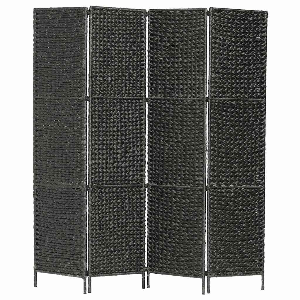 4-teiliger Paravent Schwarz 154×160 cm Wasserhyazinthe