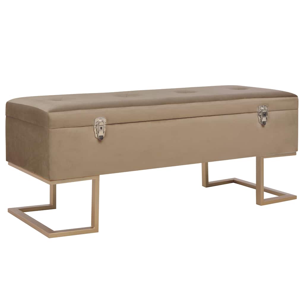 Bank mit Staufach 105 cm Beige Samt
