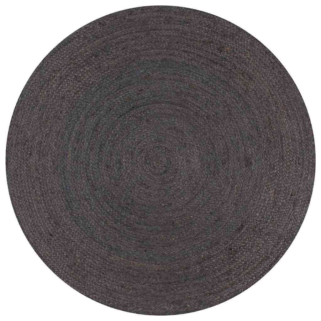 Teppich Handgefertigt Jute Rund 120 cm Dunkelgrau