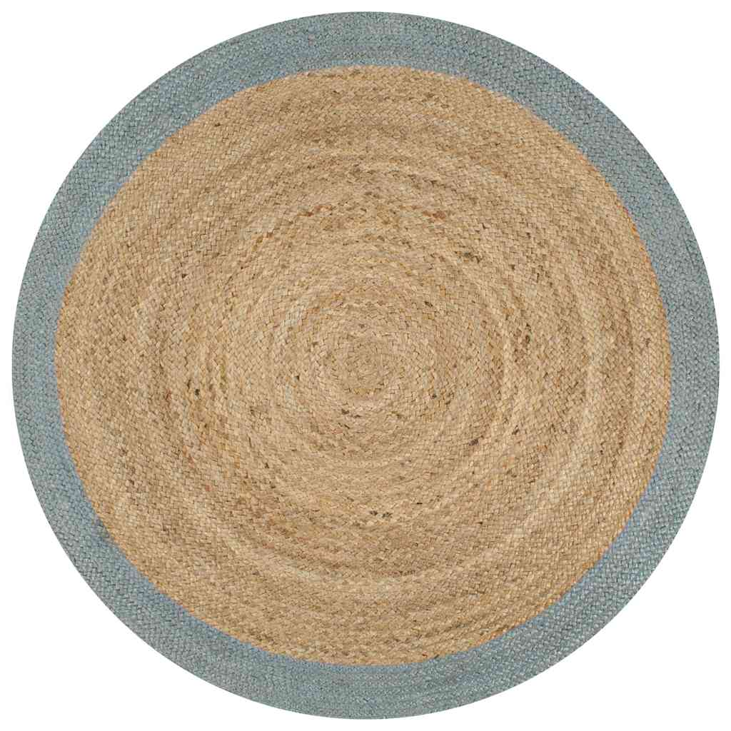 Teppich Handgefertigt Jute mit Olivgrünem Rand 90 cm