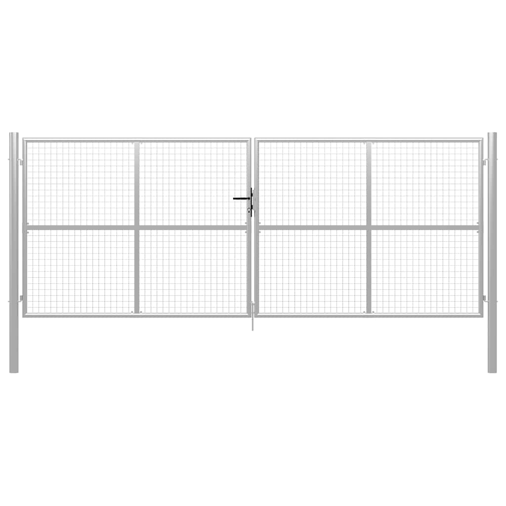 Gartentor verzinkter Stahl 400 x 150 cm Silber