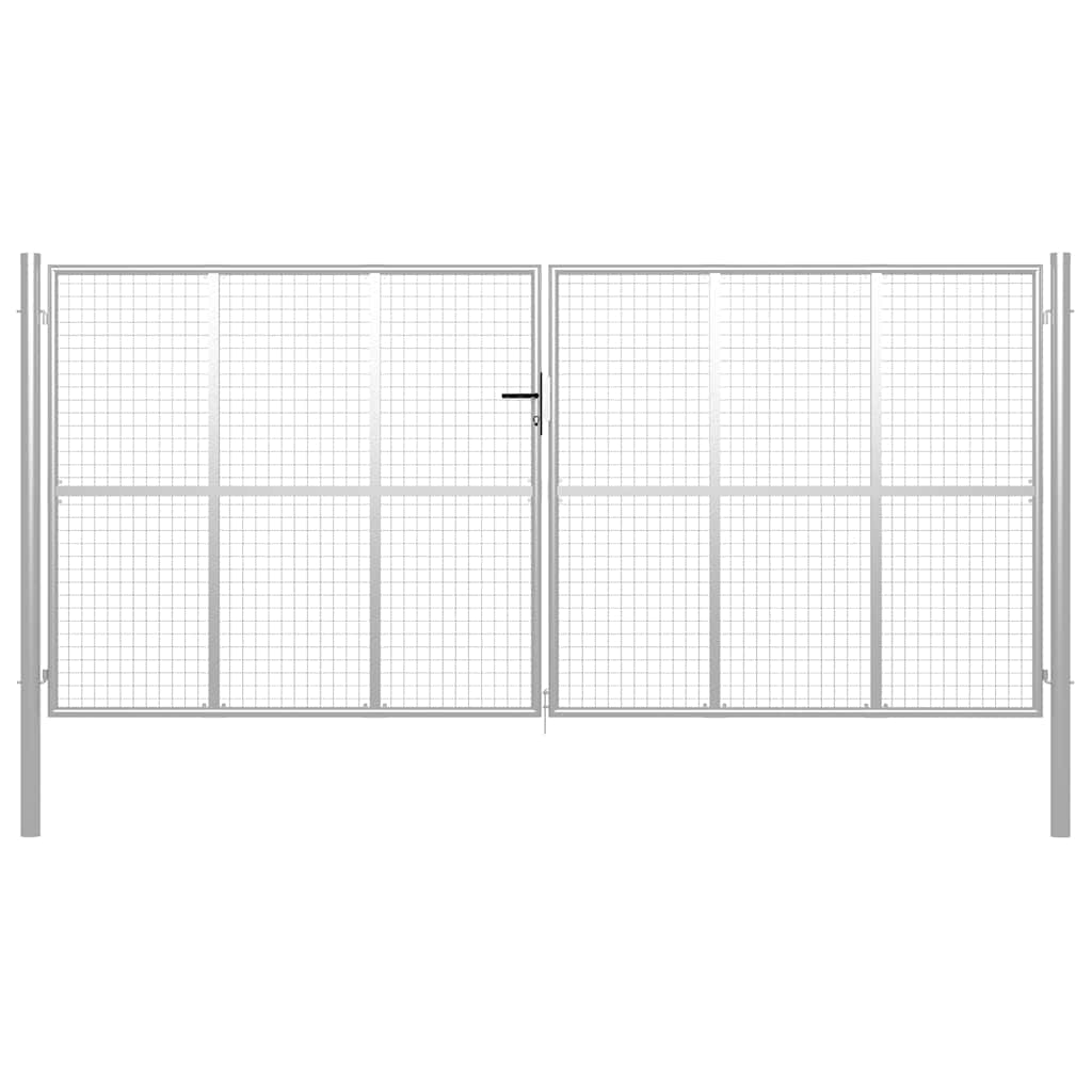 Gartentor verzinkter Stahl 400 x 175 cm Silber