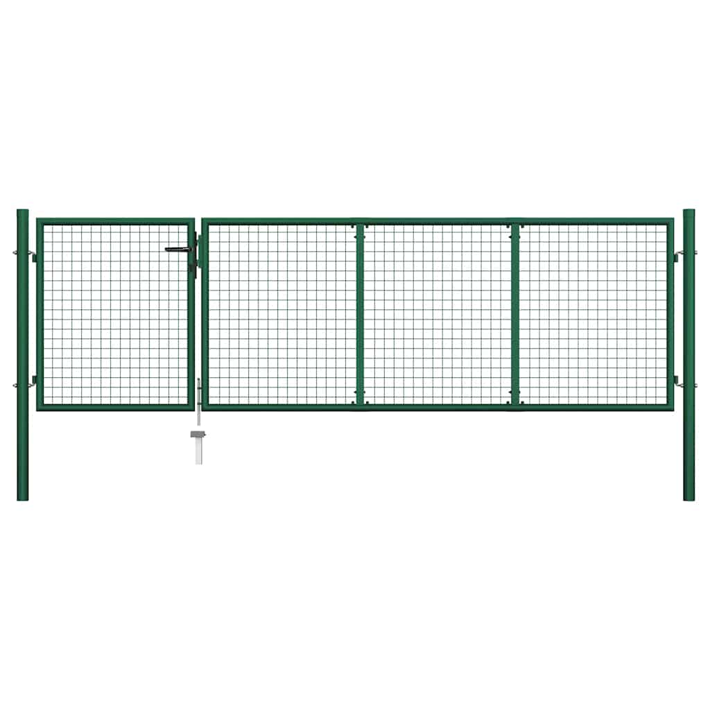 Gartentor aus Stahl 350 x 100 cm Grün