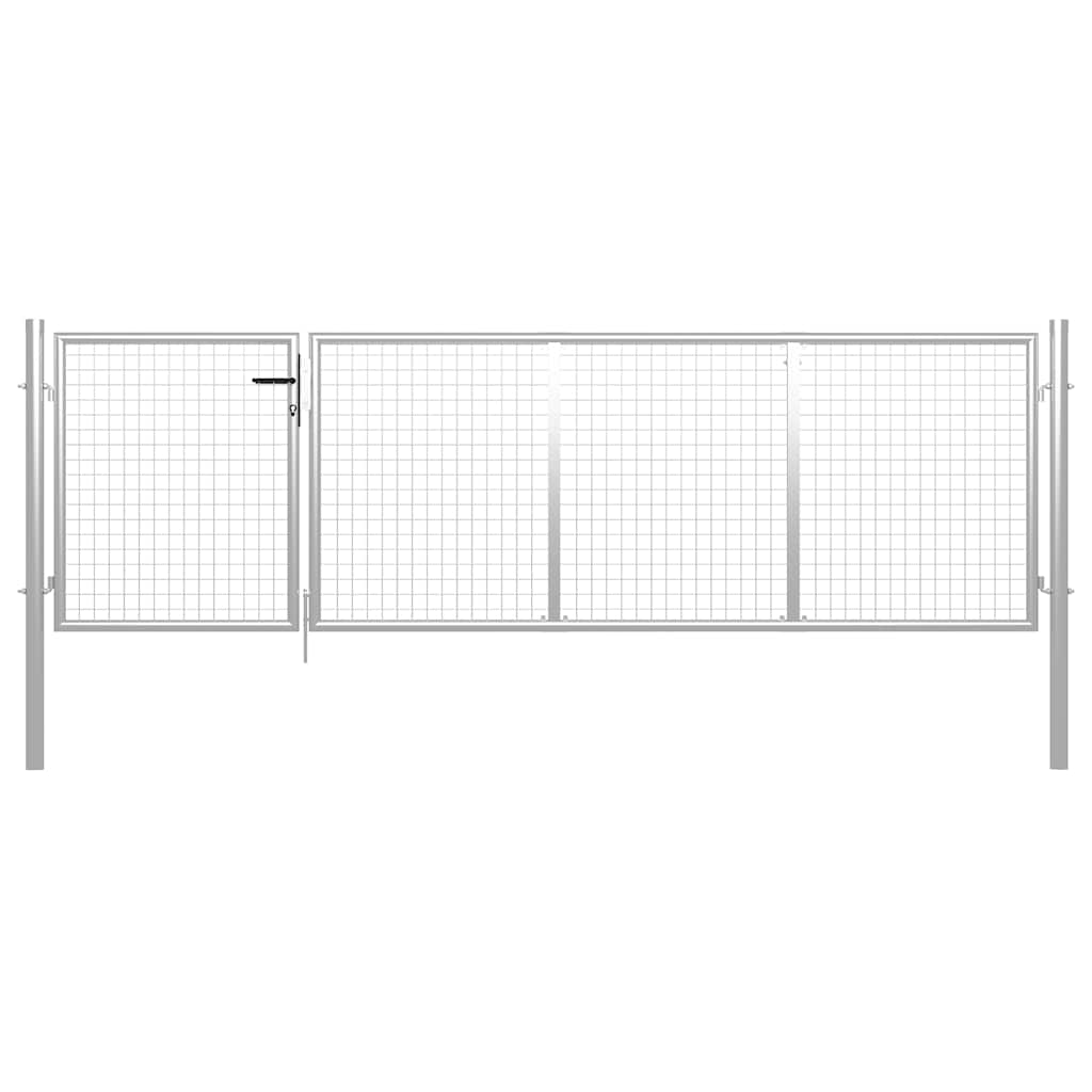 Gartentor aus Stahl 350 x 75 cm Silber