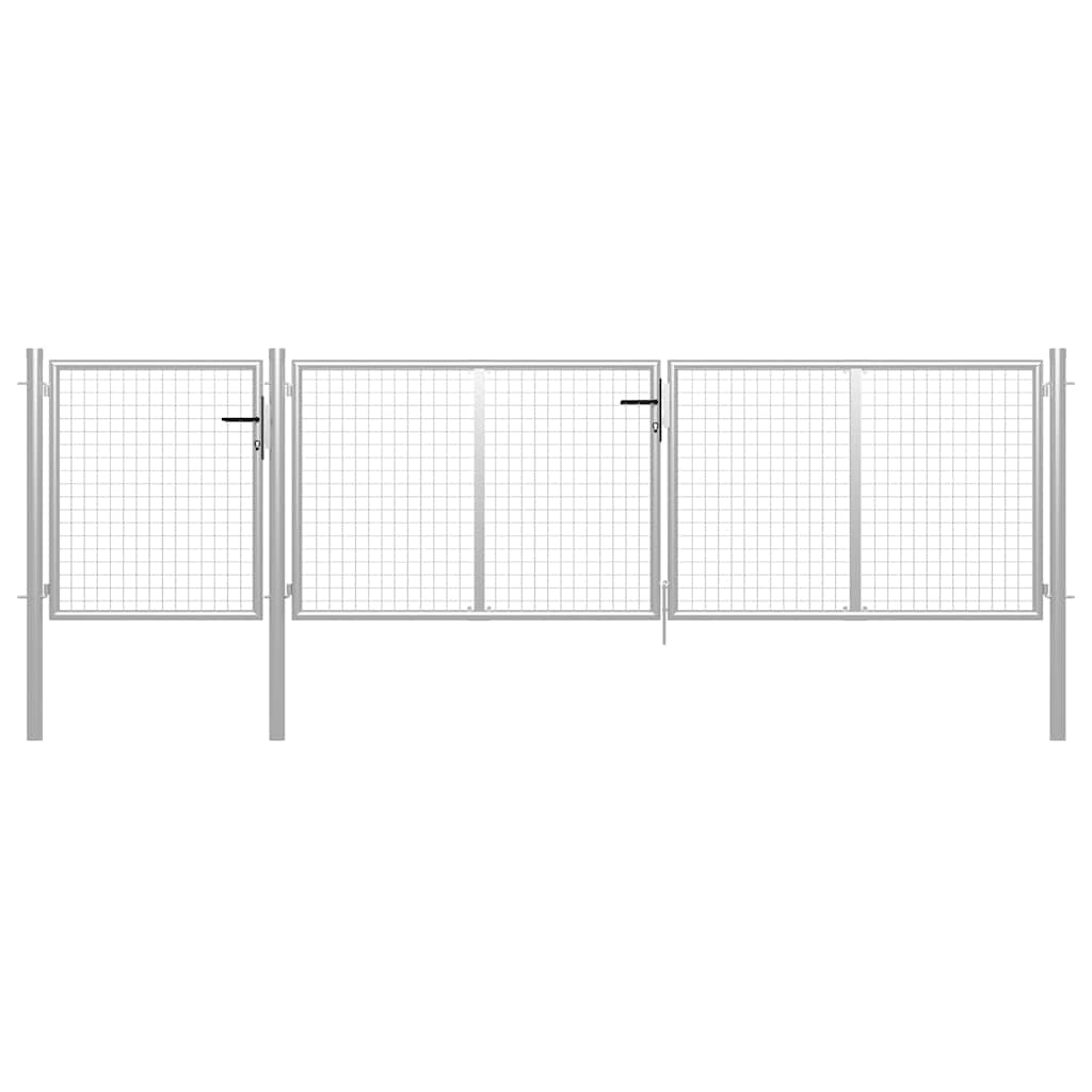Gartentor aus Stahl 400 x 75 cm Silber