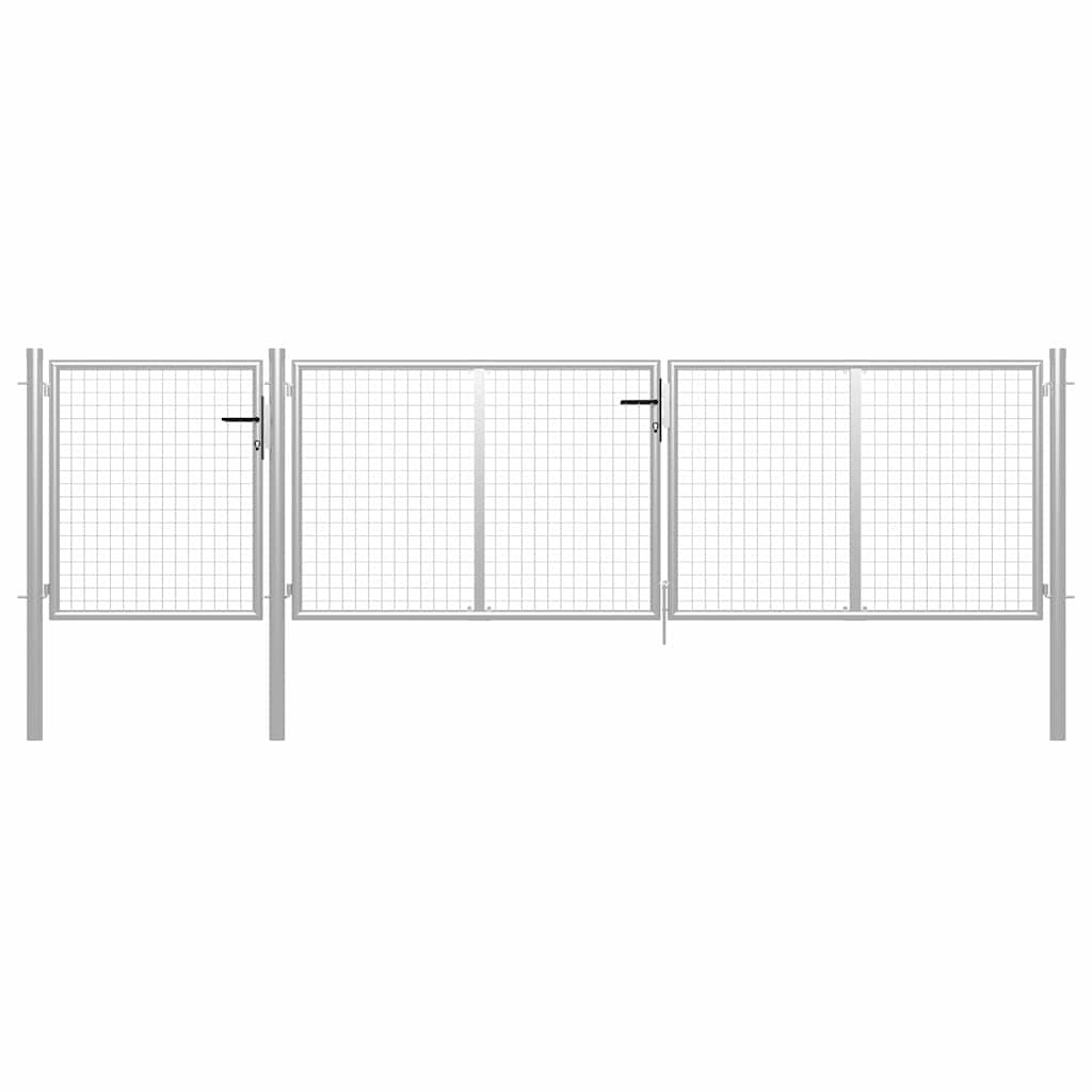 Gartentor aus Stahl 400x100 cm Silber