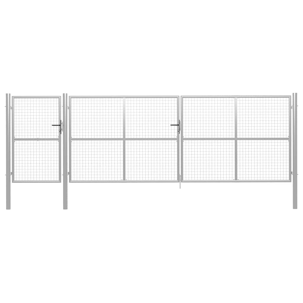 Gartentor aus Stahl 500 x 150 cm Silber