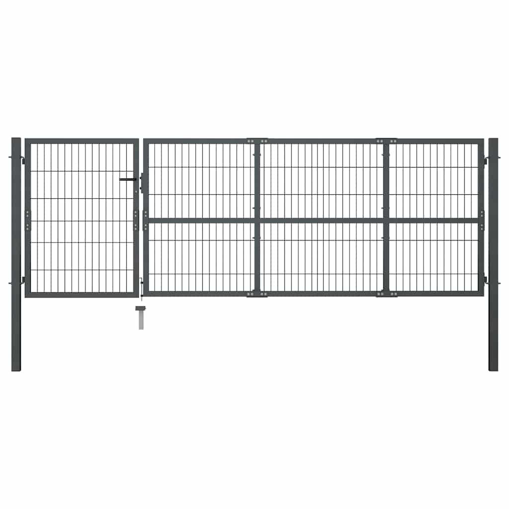 Gartentor mit Pfosten Stahl 350 x 100 cm Anthrazit