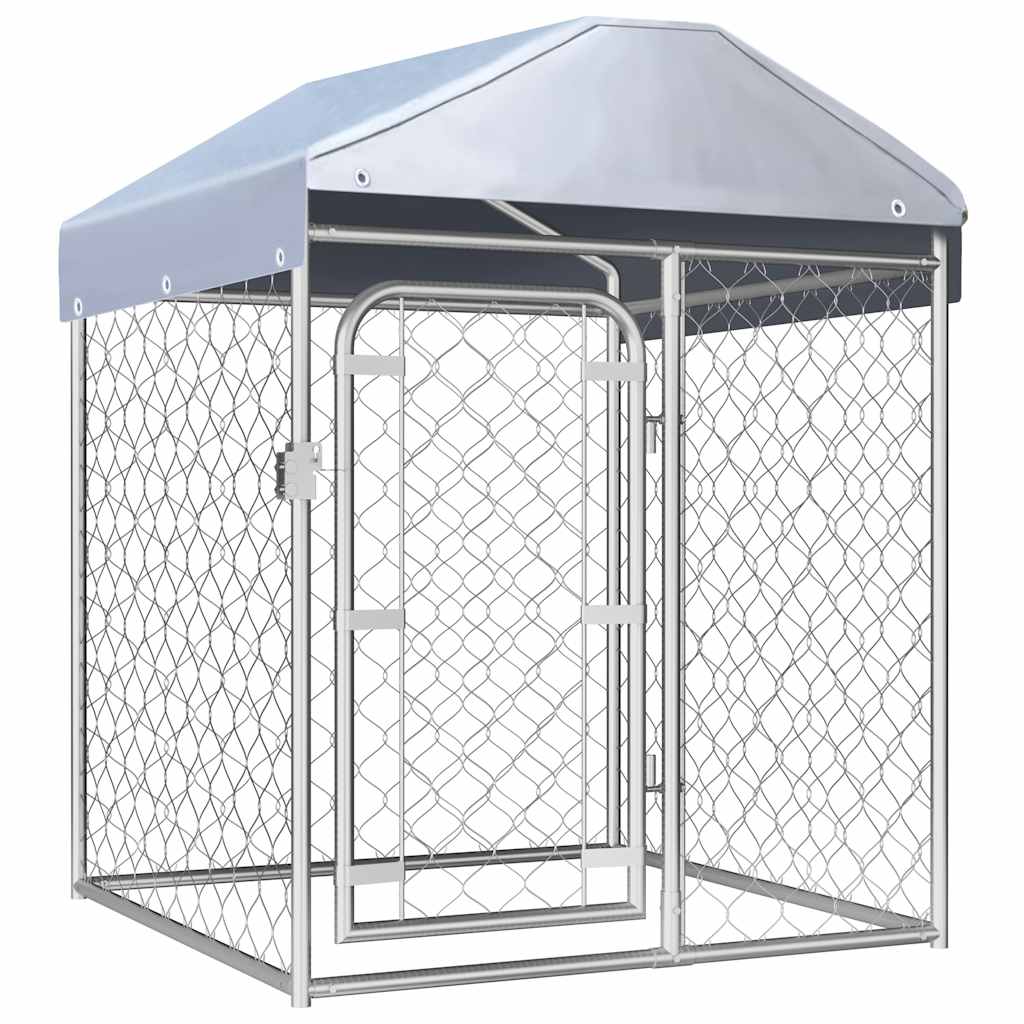 Outdoor-Hundezwinger mit Überdachung 100×100×125 cm