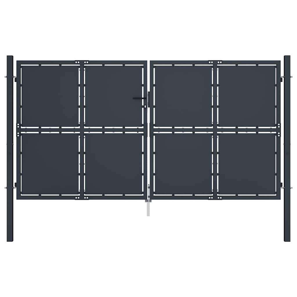 Gartentor aus Stahl 300 x 125 cm Anthrazit