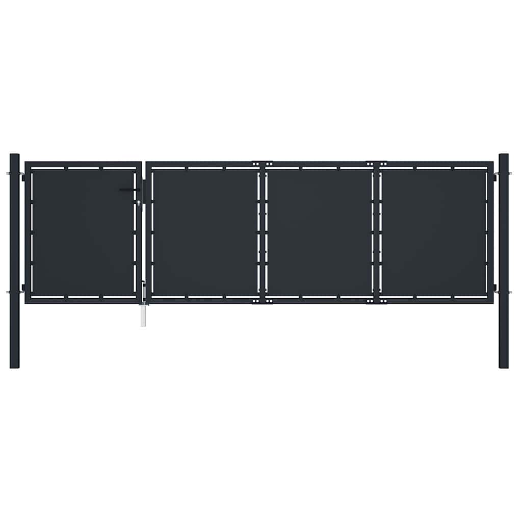 Gartentor aus Stahl 350 x 100 cm Anthrazit