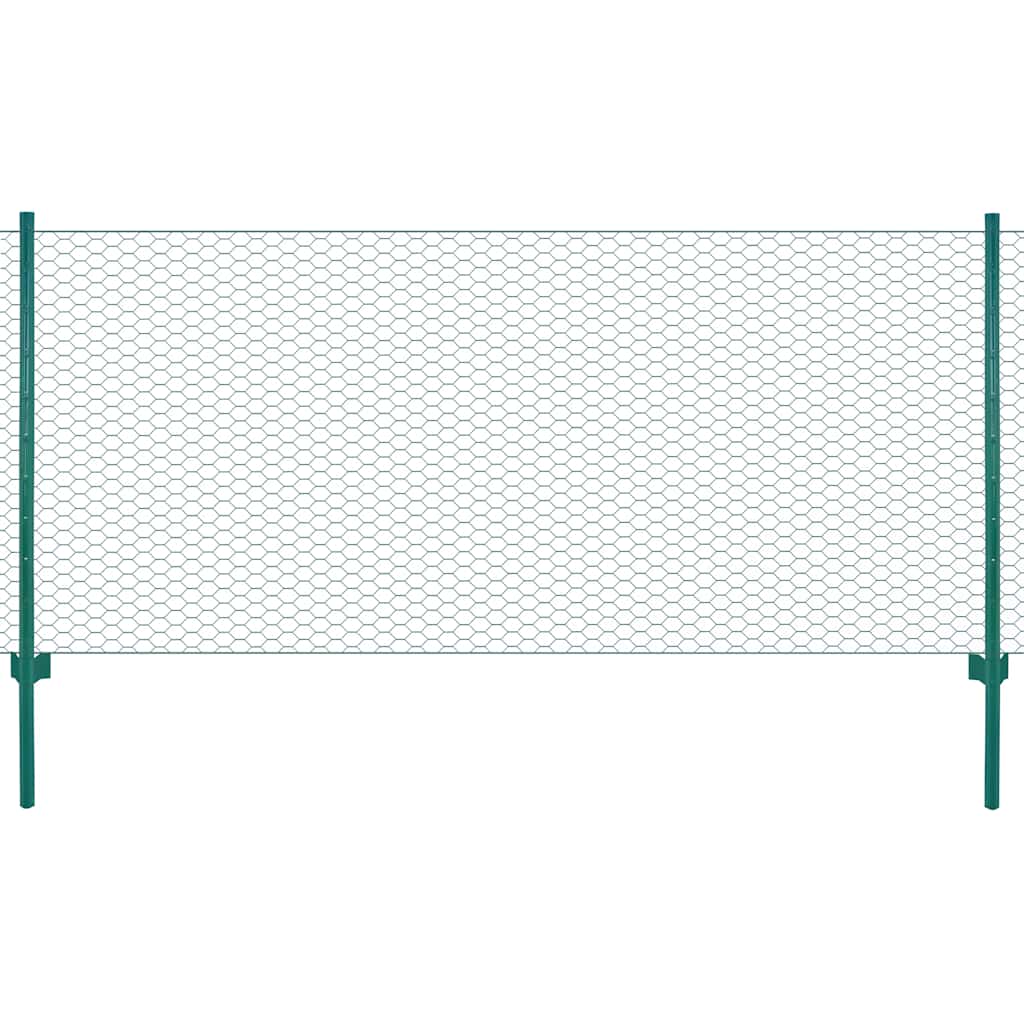 Maschendrahtzaun mit Pfosten Stahl 25 x 0,5 m Grün