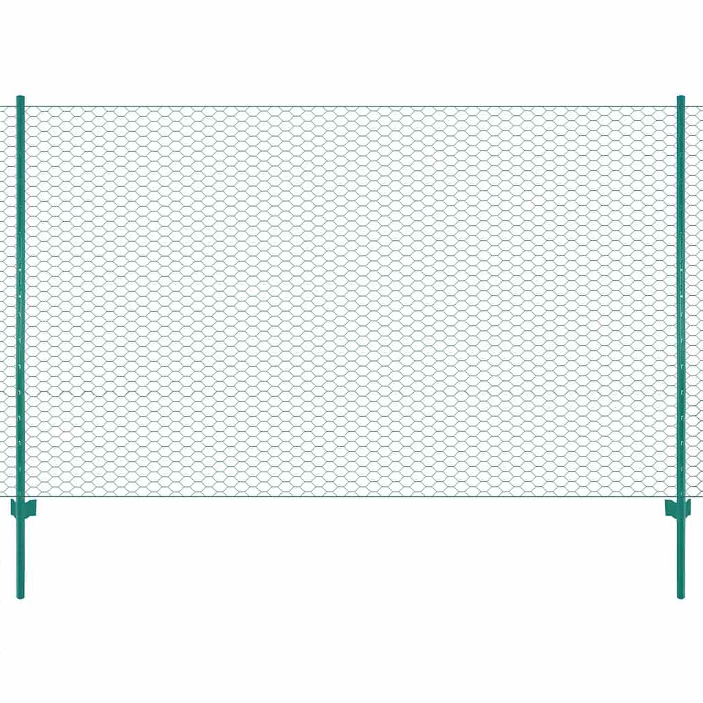Maschendrahtzaun mit Pfosten Stahl 25 x 2 m Grün