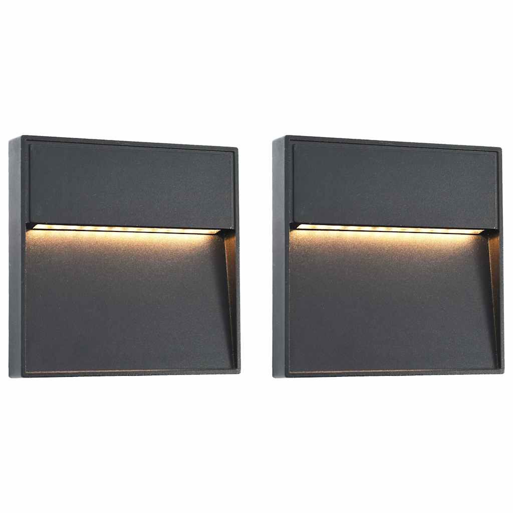 Außenwandleuchten 2 Stk. LED 3W Schwarz Quadratisch