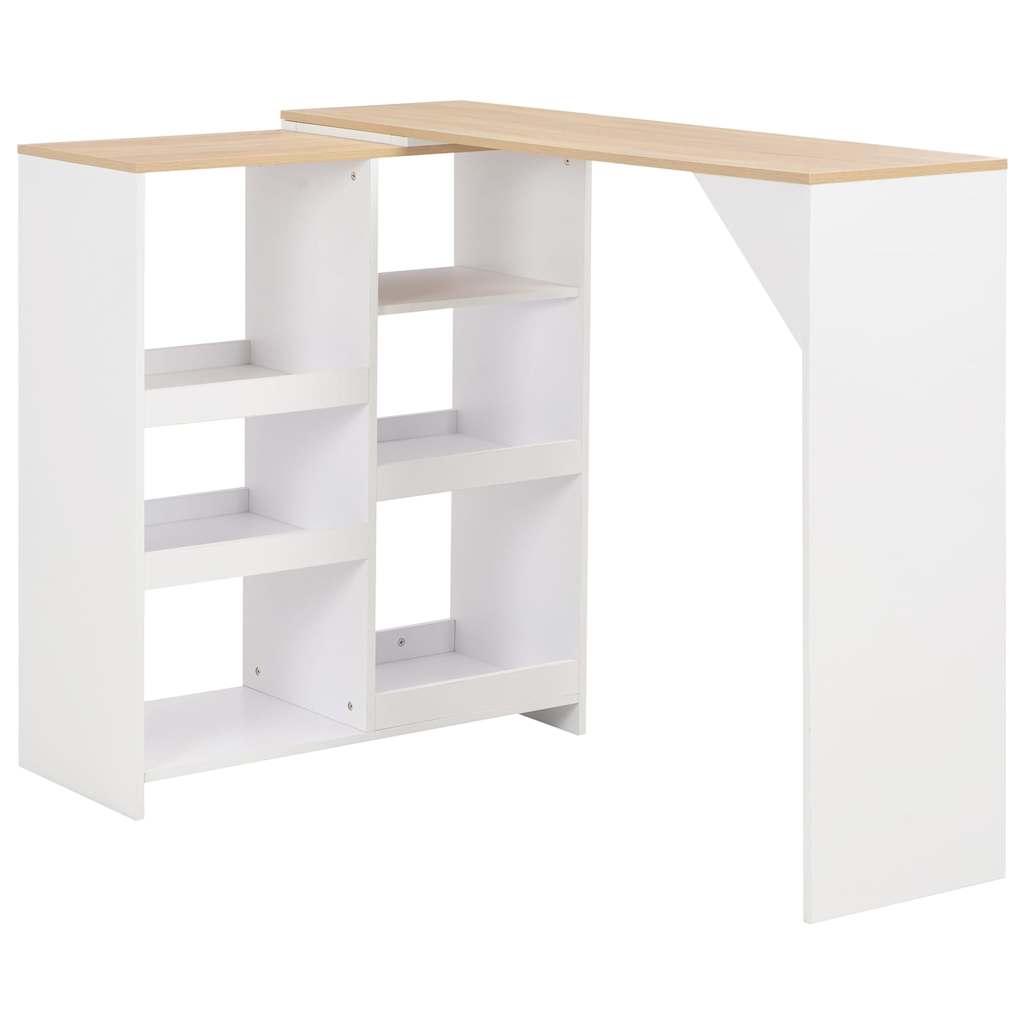 Bartisch mit Beweglichem Regal Weiß 138x39x110 cm