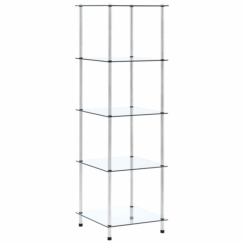 Regal mit 5 Ablagen Transparent 40x40x130 cm Hartglas