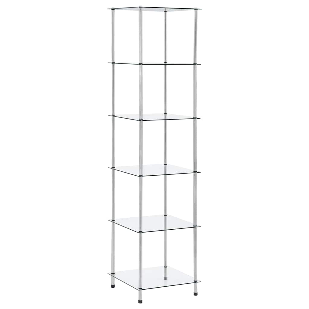 Regal mit 6 Ablagen Transparent 40x40x160 cm Hartglas