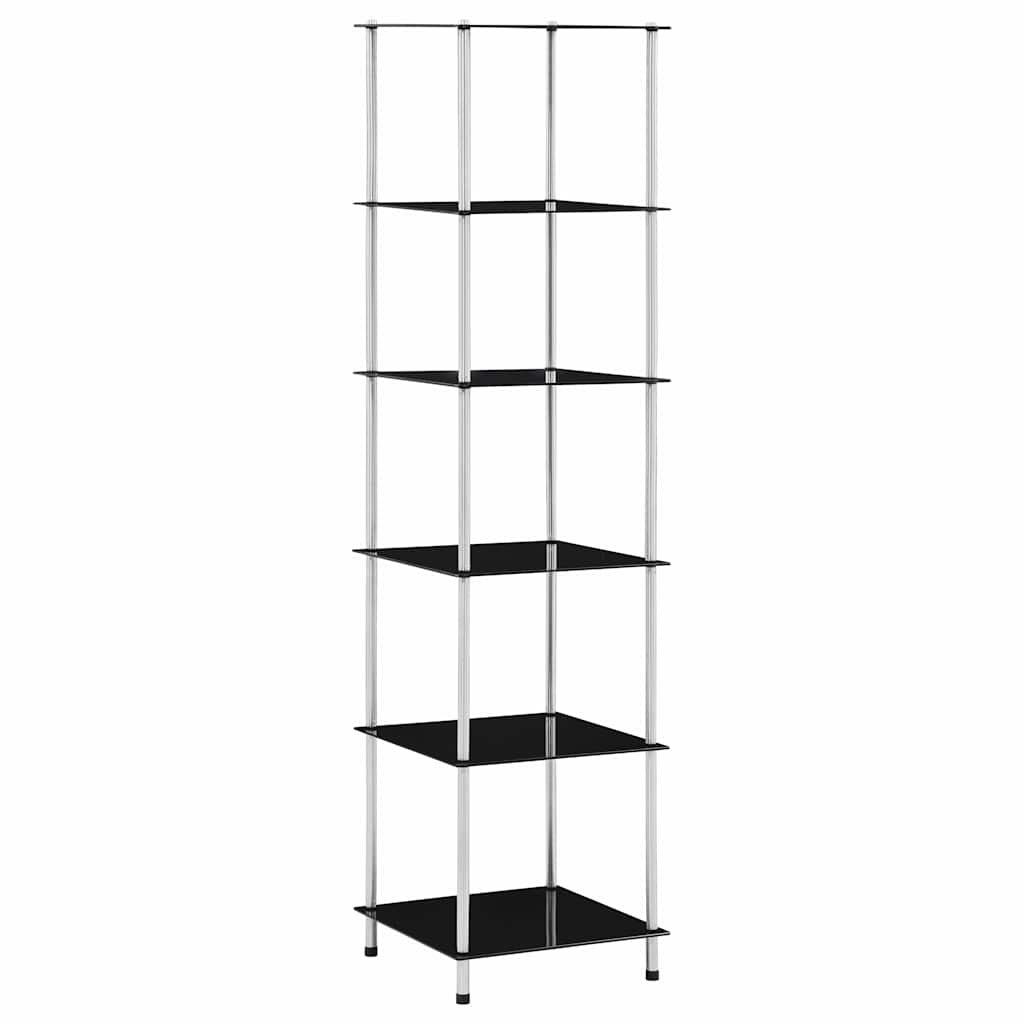 Regal mit 6 Ablagen Schwarz 40x40x160 cm Hartglas