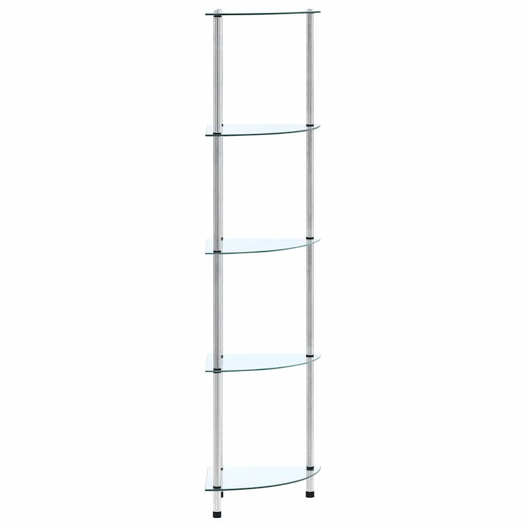 Regal mit 5 Ablagen Transparent 30x30x130 cm Hartglas