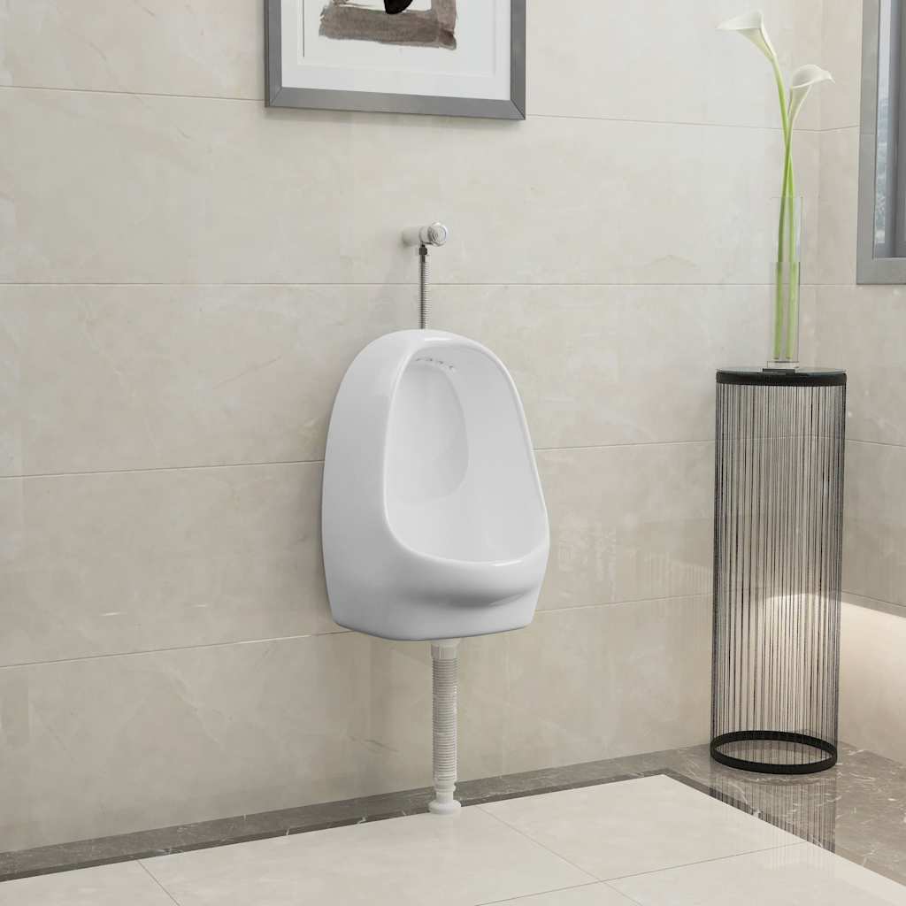 Wandurinal mit Spülventil Keramik Weiß