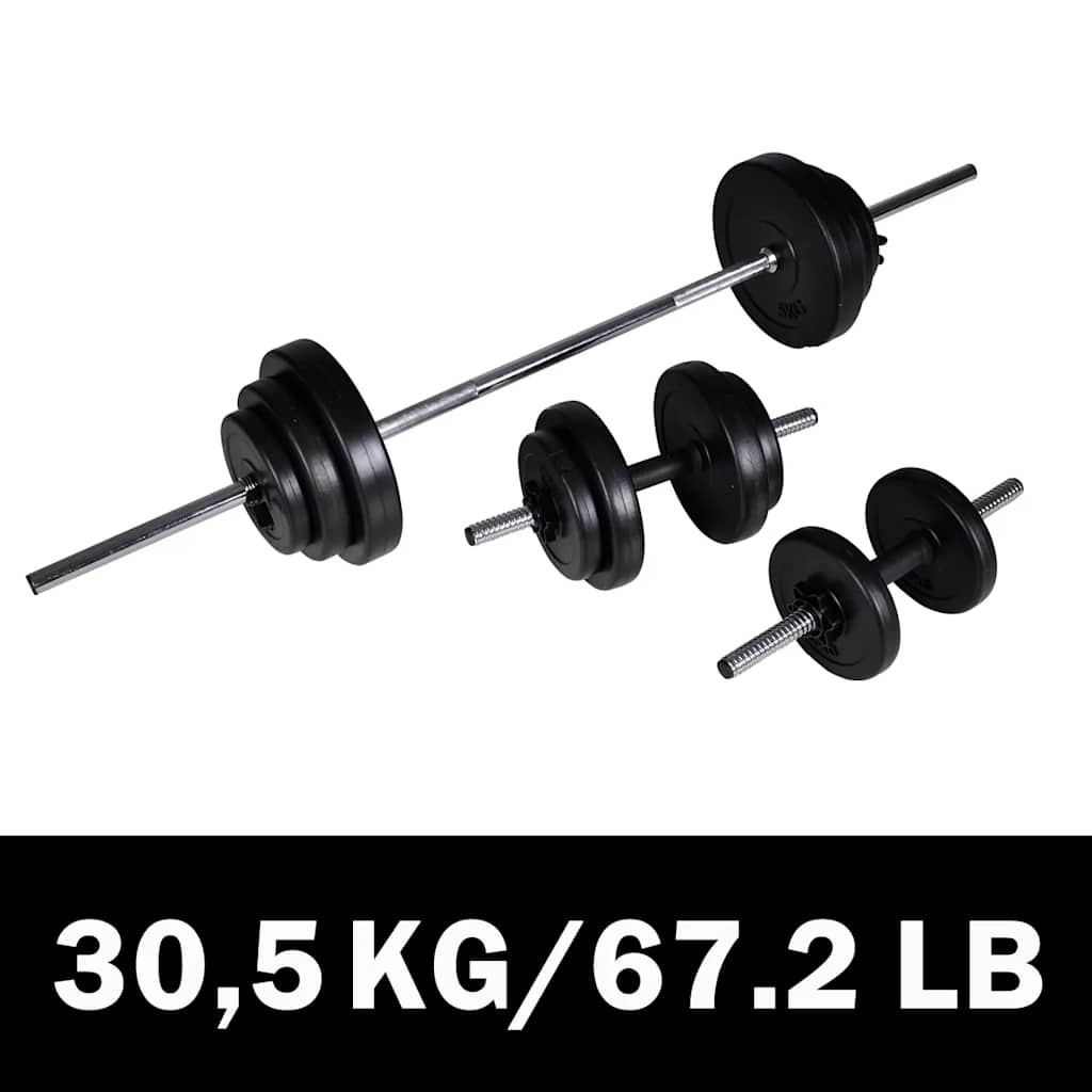 Langhantel +2 Kurzhantelset 30,5kg