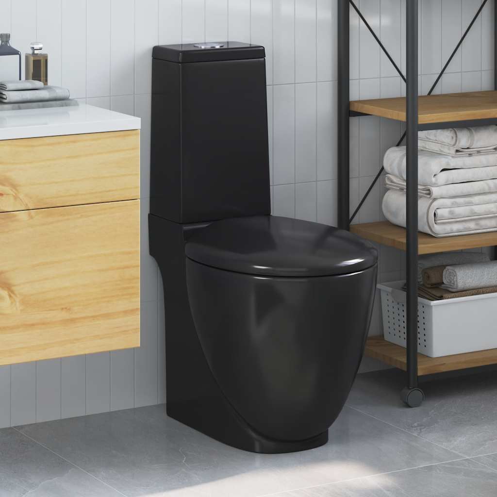 Keramik-Toilette Abgang Horizontal Schwarz
