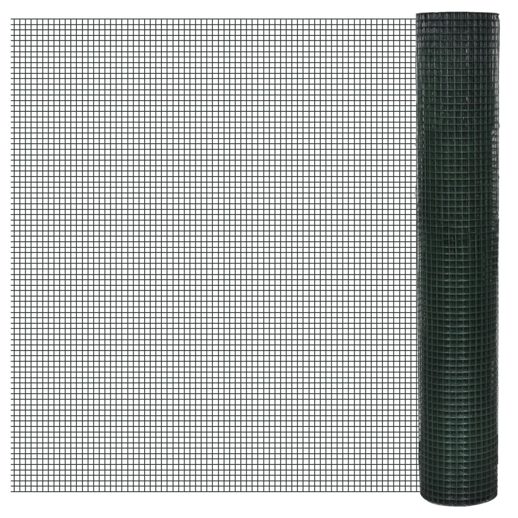 Drahtzaun für Hühner Verzinkt mit PVC-Beschichtung 10x1 m Grün