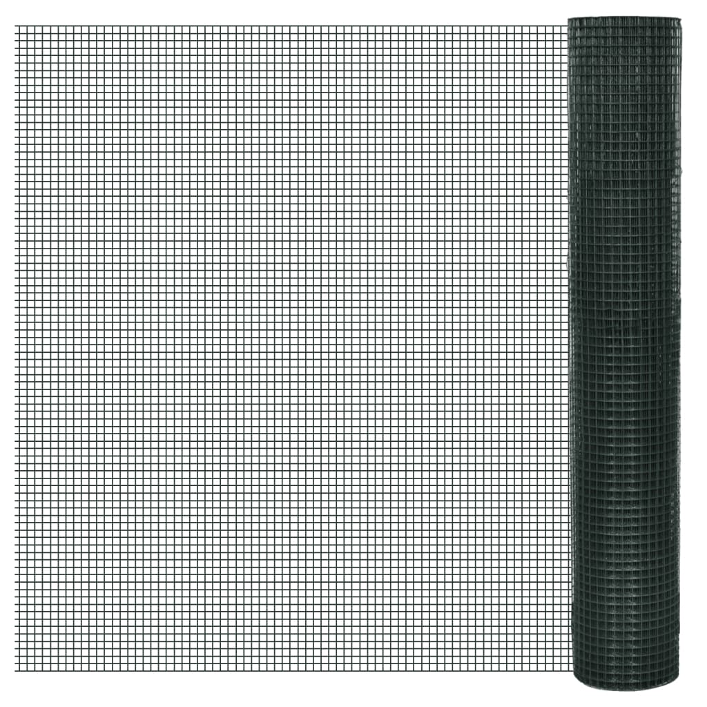 Drahtzaun für Hühner Verzinkt mit PVC-Beschichtung 25x1 m Grün
