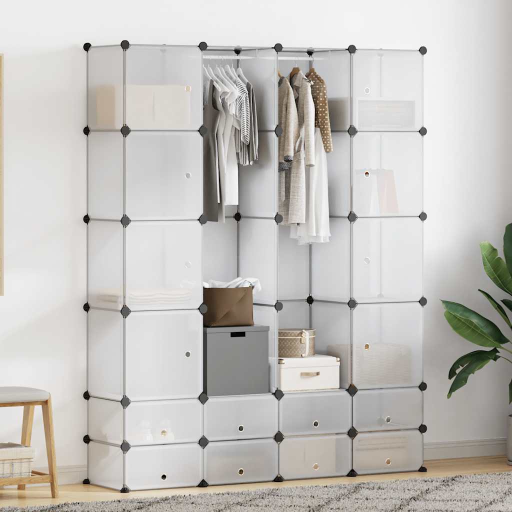 Modularer Schrank mit 18 Fächern Weiß 37x146x180,5 cm