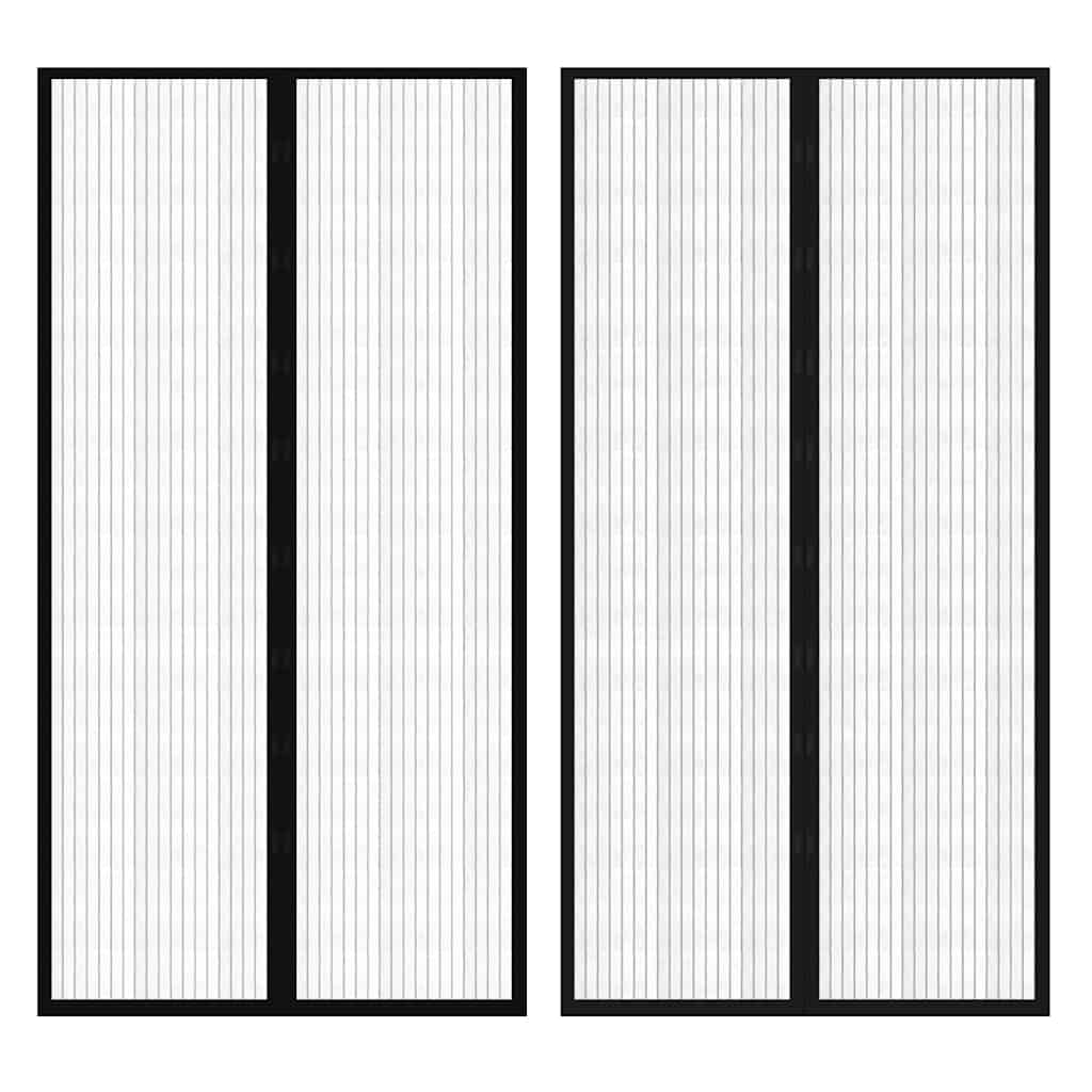 Fliegengitter-Türvorhang 2 Stk. Magnet Schwarz 210x100 cm