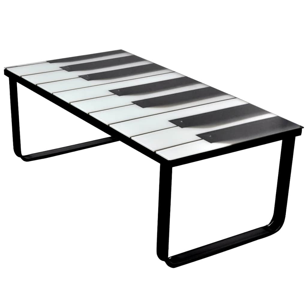 Couchtisch mit Glasplatte Klavier-Aufdruck
