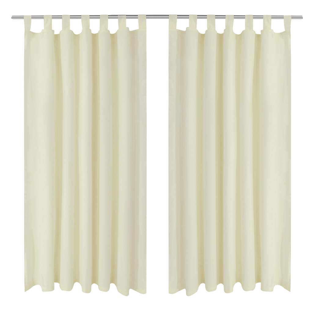 Vorhänge Gardinen aus Satin 2-teilig 140 x 245 cm Creme