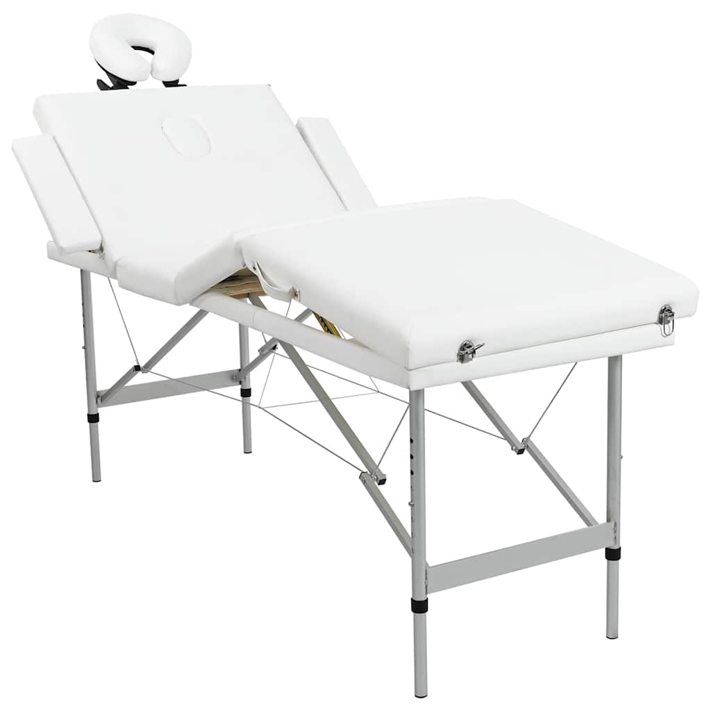 Massagetisch mit Aluminiumrahmen, faltbar 4 Zonen Creme-Weiß