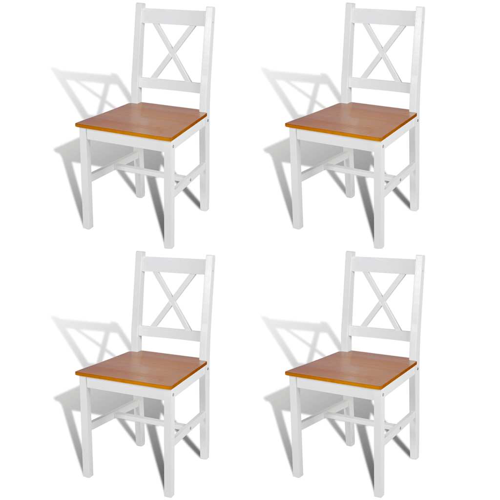 Esszimmerstühle 4 Stk. Weiß Kiefernholz