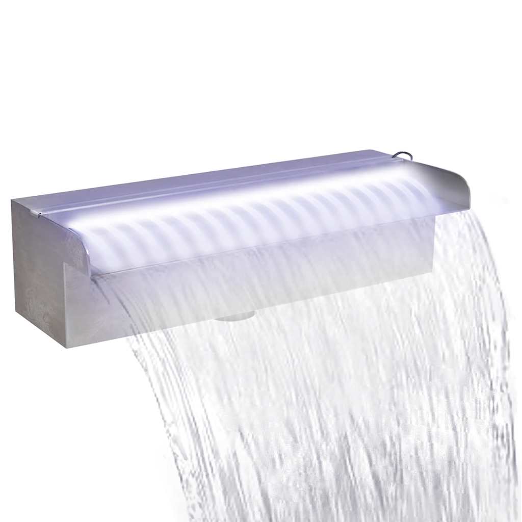 Pool-Wasserfall Fontäne mit LEDs Rechteckig Edelstahl 30 cm