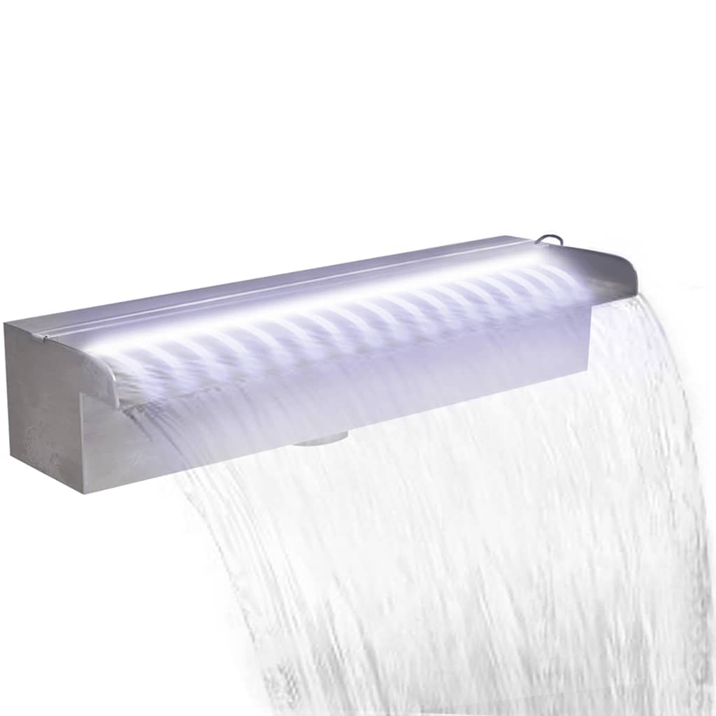 Pool-Wasserfall Fontäne mit LEDs Rechteckig Edelstahl 45 cm