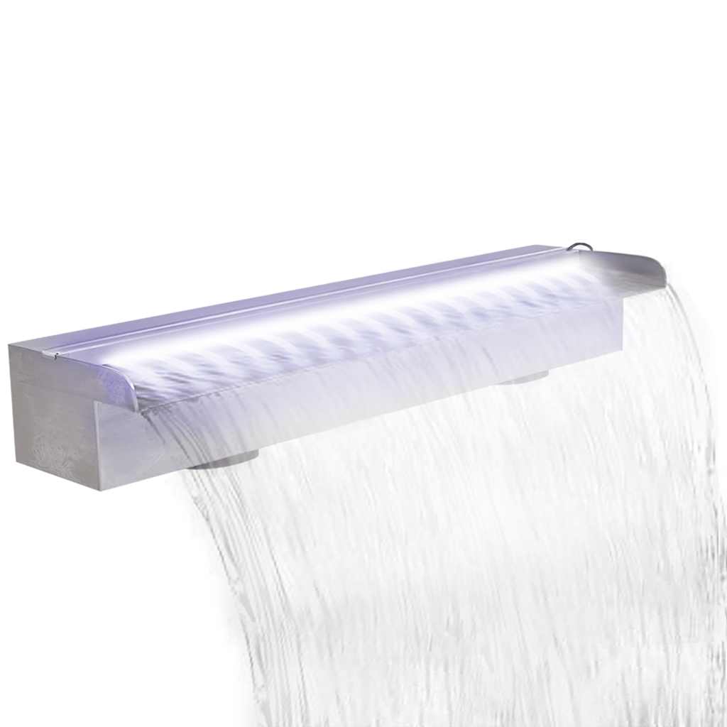 Pool-Wasserfall Fontäne mit LEDs Rechteckig Edelstahl 60 cm