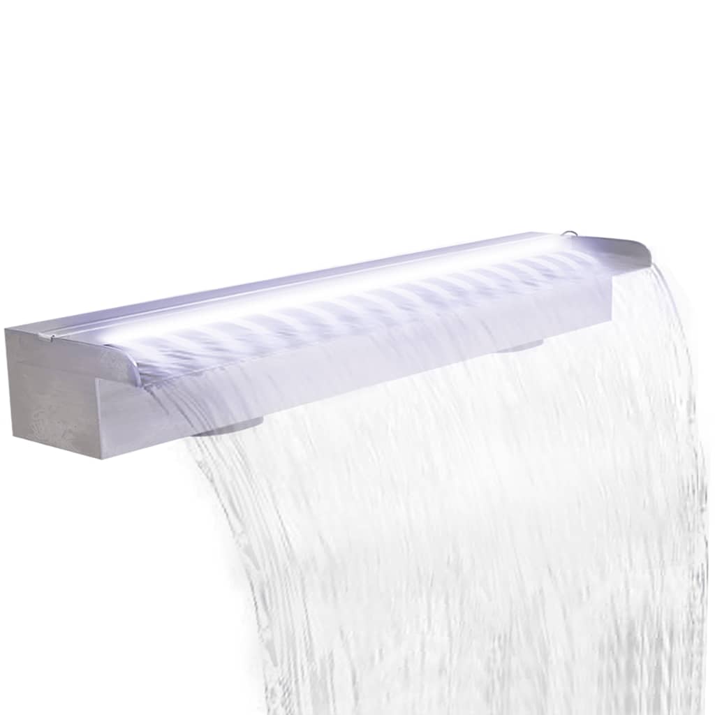 Pool-Wasserfall Fontäne mit LEDs Rechteckig Edelstahl 90 cm